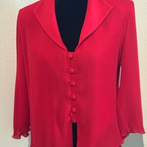 Vibrant Red Button-Up Blouse